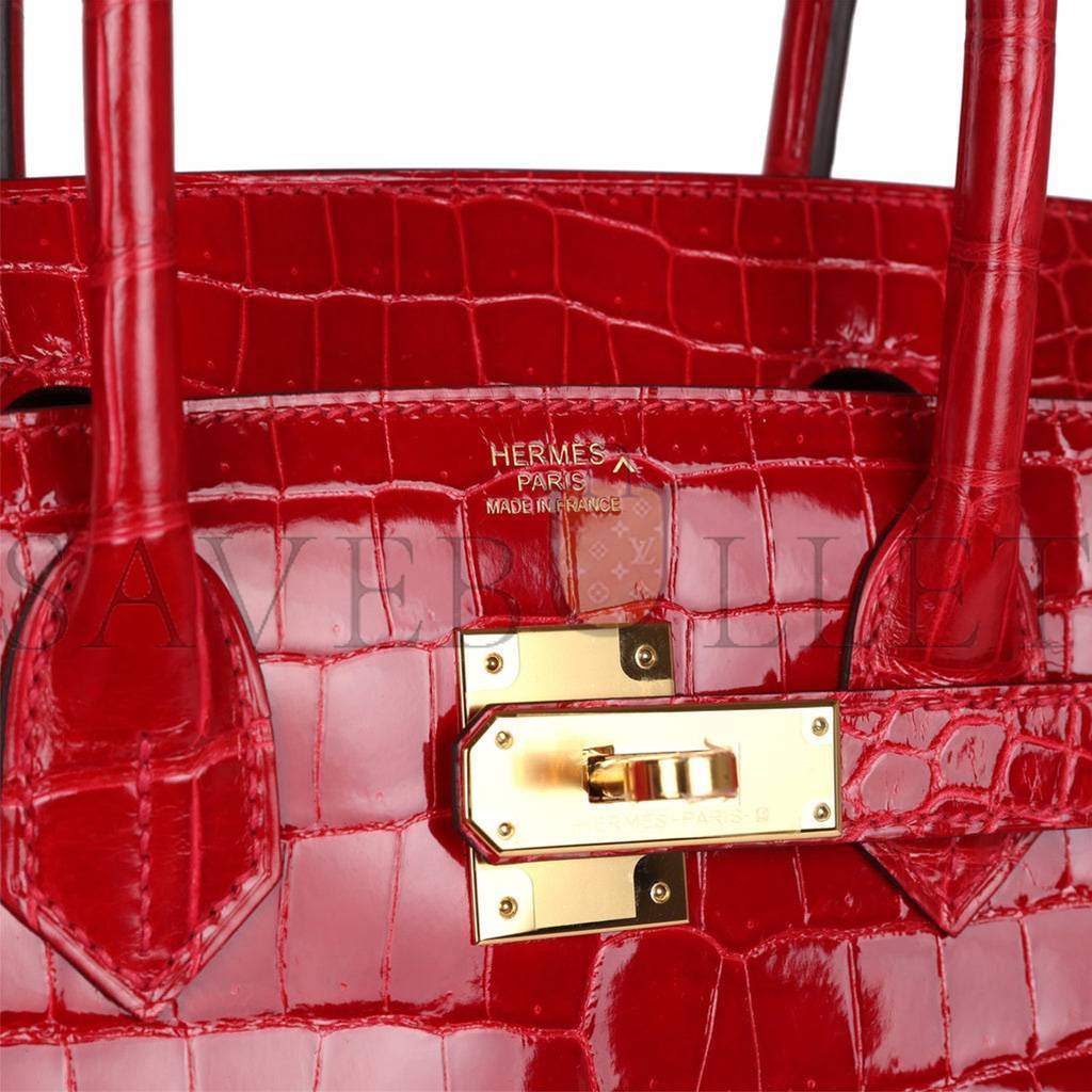 HERMES MASTER BIRKIN 30 BRAISE SHINY POROSUS CROCODILE GOLD HARDWARE (30*22*16cm)